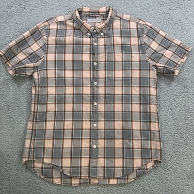 Outerknown Shirt Mens L Check Sleeve Button Up Organic Cotton Casual