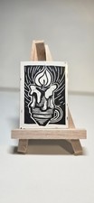 Original ACEO Linocut Art Card Candle #2 by Ayla Joyner  Edition of 25; 2 of 25 