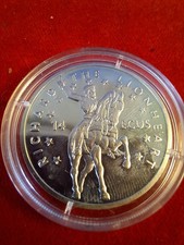 SILVER PROOF GIBRALTAR COIN WITH PRIVY MARK. 14 ECUS. IN CAPSULE. MINT.