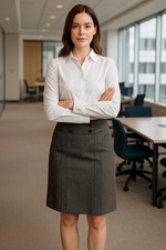 Ann Taylor Skirt Women s 6 Gray Tweed Wool Blend Straight Lined Kick Pleat