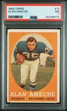 1958 Topps #12 Alan Ameche Baltimore Colts PSA 7 NR-MINT Fresh Grade!