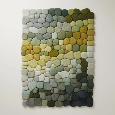 Hand-Tufted Pebble Wool Rug   Moss Green Scandinavian Boho