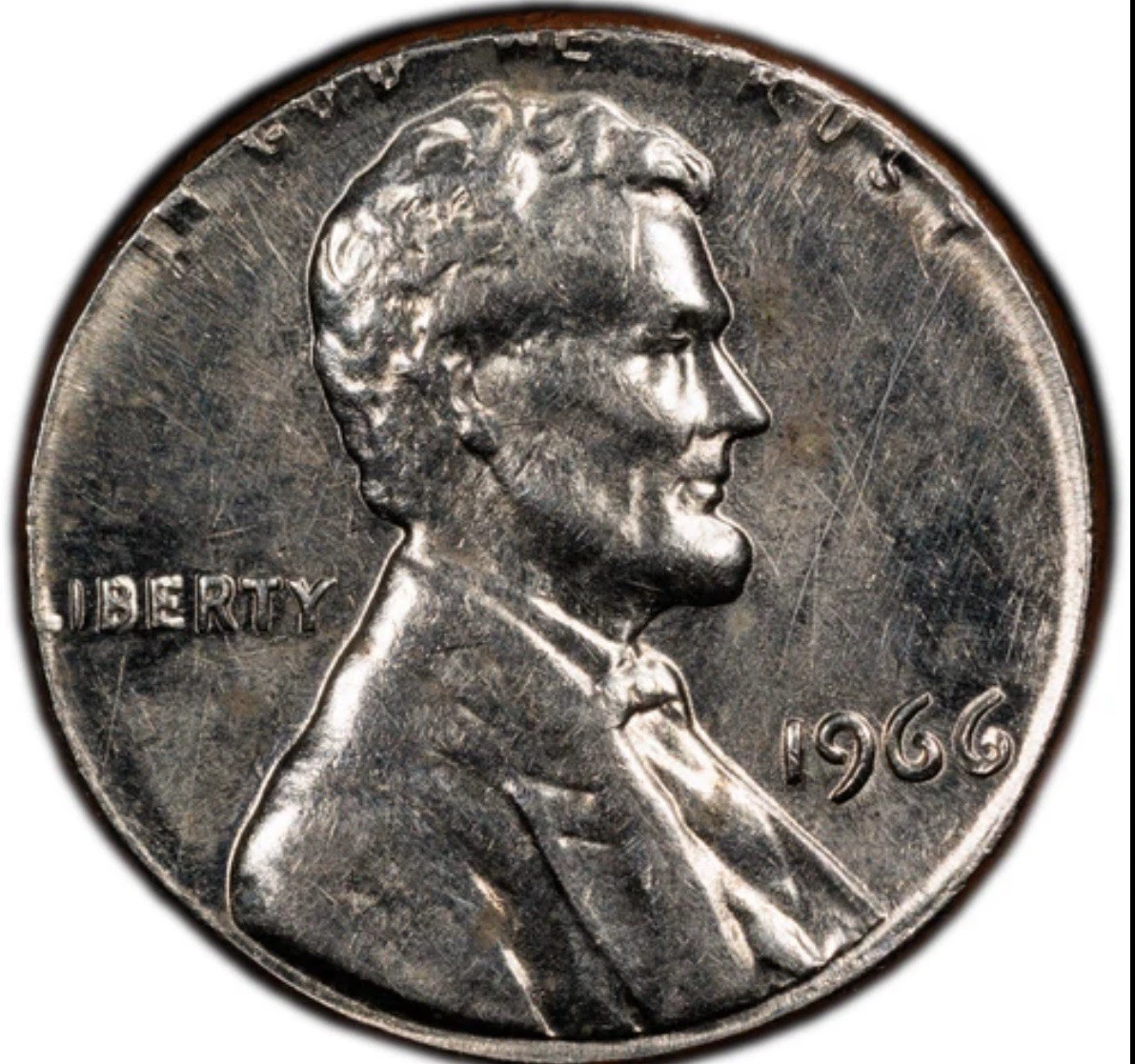 ERROR COIN 1966 LINCOLN PENNY STRUCK ON DIME1OC PLANCHET + NO MINT PCGS AU55