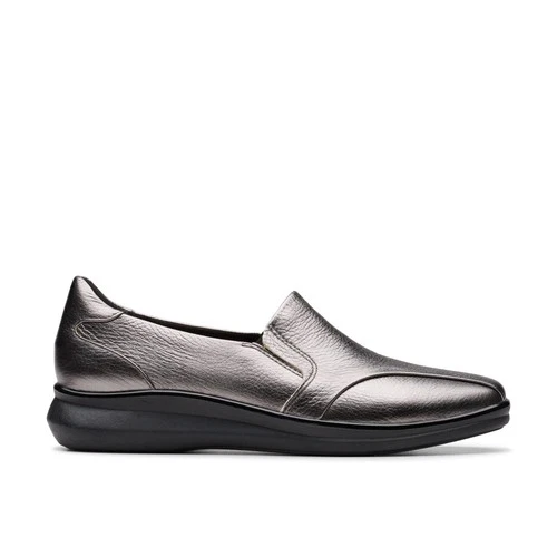 Clarks Womens Lynell Edge Grey Leather Dress  Shoes