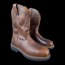 Justin Ames Steel Toe Walnut Leather Work Boots Made in USA Men's Size 10 D READ