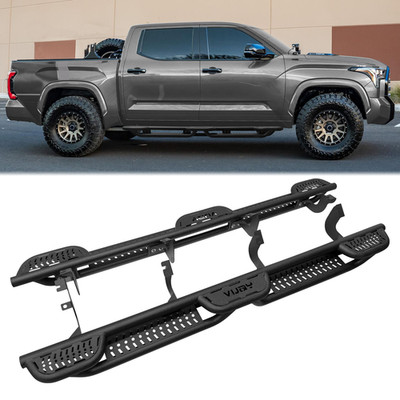 Black Side Step Nerf Bars Fits 2022-2025 Toyota Tundra CrewMax Cab 4-Door Steel
