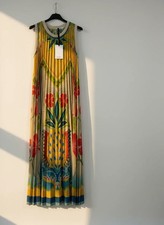 Abito lungo oro LUMINA fantasia floreale