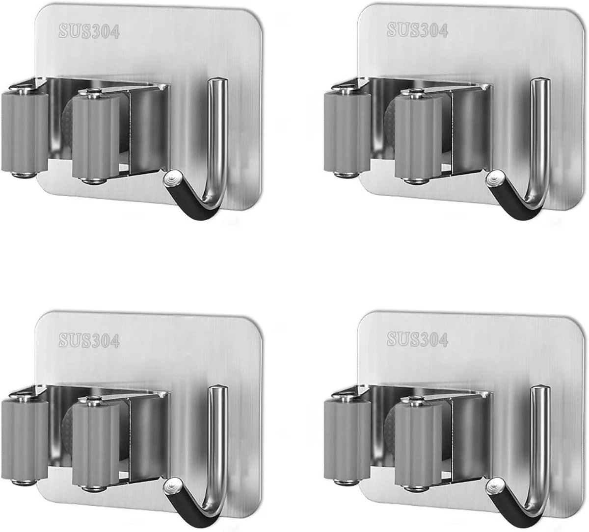 12 Ganci Adesivi Da Parete In Acciaio Inossidabile - Portata 20kg - Grandi 7x7 Cm - Senza Fori Per Bagno, Cucina E Casa