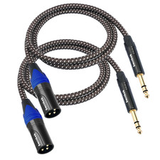2Pack 1/4" to XLR Cable,Heavy Duty Nylon Braided,Gold Plated Plug,Balanced 1/4"