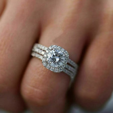 2.00 Ct Round Cut Moissanite Engagement Ring 14K White Gold Plated