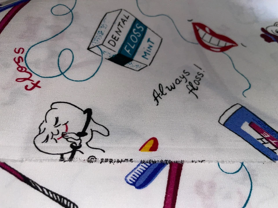 1 Yard X 62" DENTAL Themed Cotton Fabric Teeth Toothbrushes Floss Smile BTY - Image 4 of 4