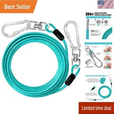 Dog Tie Out Cable 10-50 FT Heavy Duty Lead Chain Leash Small Large Dogs Outdoor