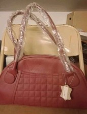 Red Pebbled Satchel Top Handle Handbag Solid ...