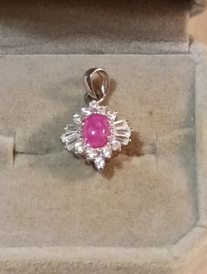 NATURAL EARTH MINED HEATED PINK RED RUBY CZ ACC. 925 STERLING SILVER PENDANT