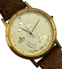 Vintage Lorus Disney Mickey Mouse Watch Gold Tone On Gold Tone New Battery