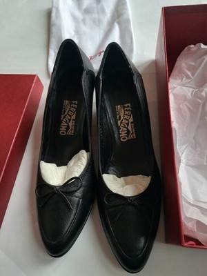 Salvatore Ferragamo hellbraun schwarz Leder 4 cm Absatz Damen UK 6 UVP 649 £ 