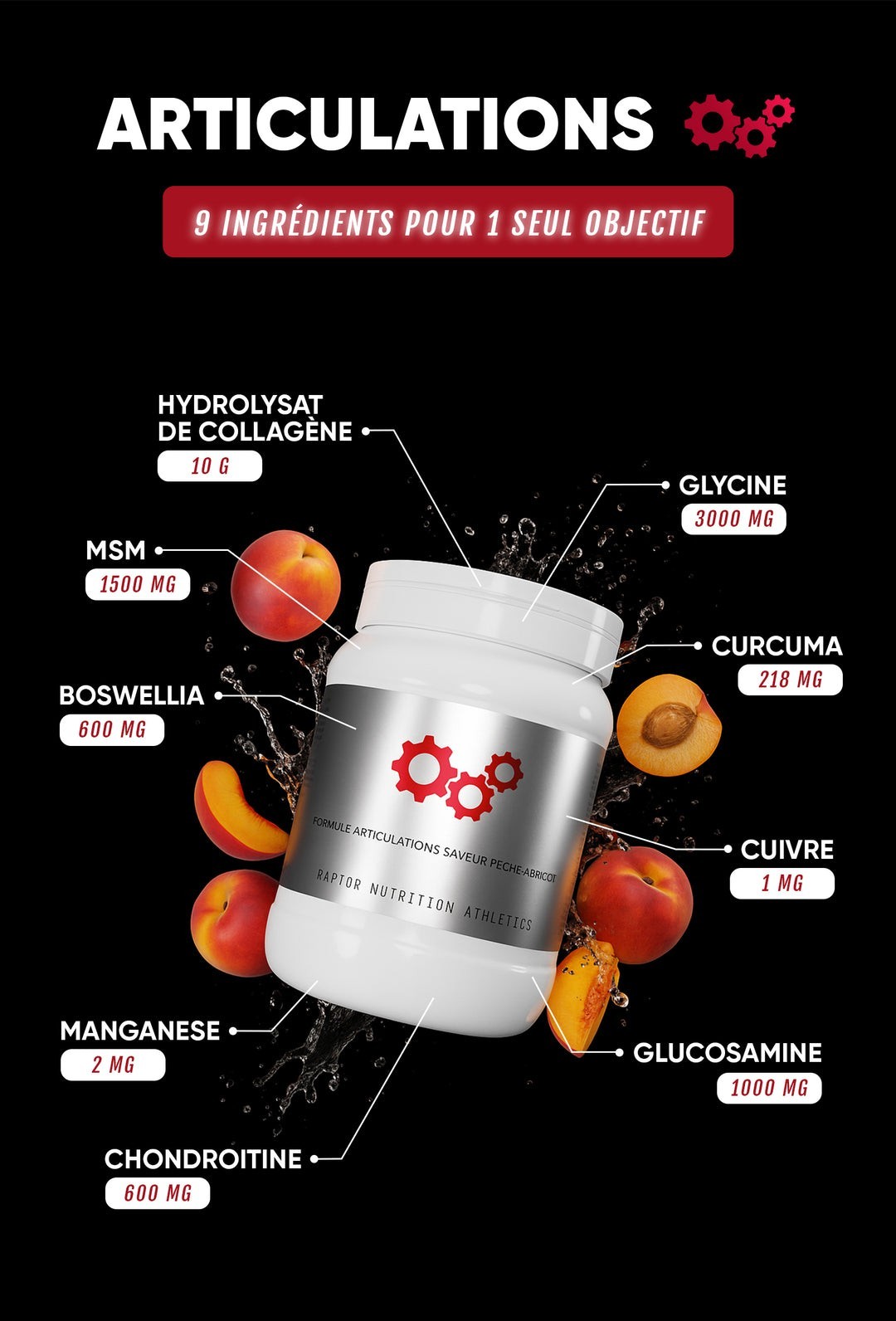Raptor Nutrition Articulation contre la raideur genou gélules glucosamine