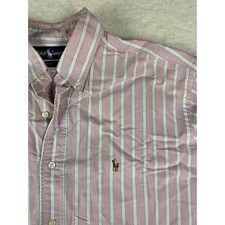 Ralph Lauren Custom Fit Striped Button Down Shirt Pink White Blue Men's 16 5 34