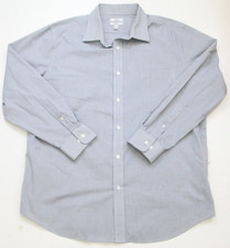 Croft  Barrow Dress Shirt White Black  Gray Men's Long Sleeve Mans XL 17.5 J36