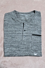 Express Men's Stretch Moisture Wicking Gray Henley Snap S/L Pocket T Shirt M