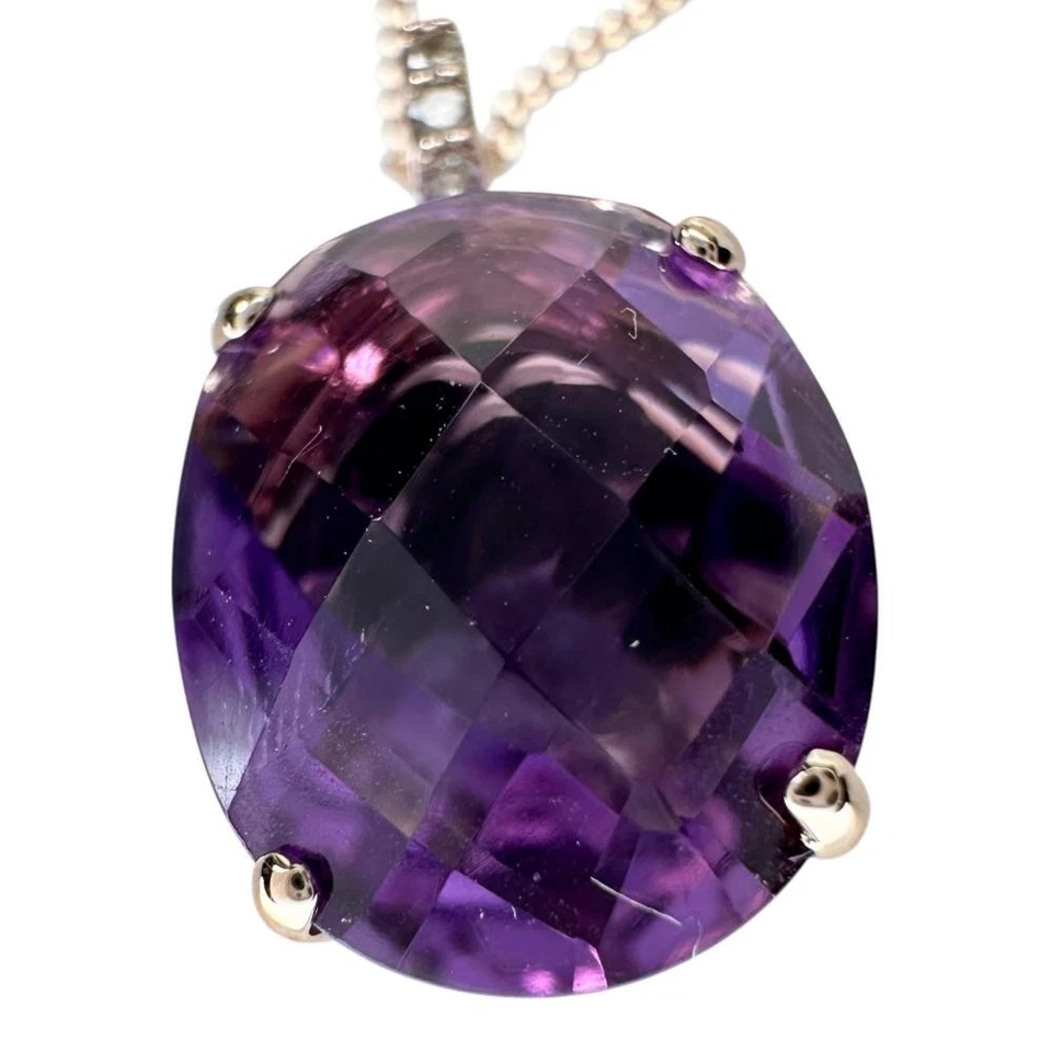 Collana ametista (con perline trasparenti all'interno) diamante 3,55 ct... - Immagine 3 di 4