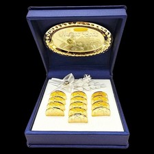 ARRAS DE BODA Gold WEDDING CEREMONY 13 COIN SET Box Espiritu Santo BRIDAL Chest