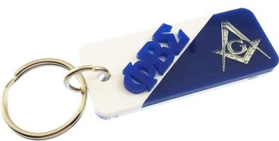 Phi Beta/Β Sigma + Mason Two Group Split Key Chain [White/Blue - 3