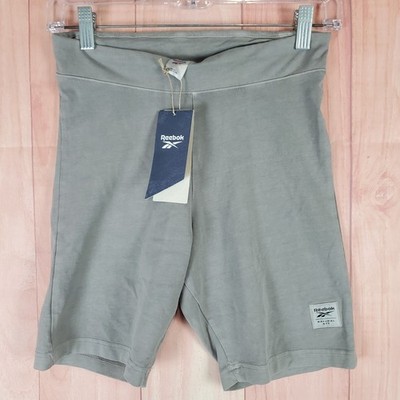 Reebok Classics Natural Dye Bike Shorts Womens Small Boulder Gray Logo Workout