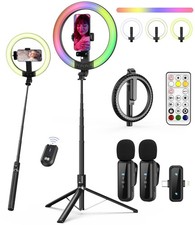 Vlogging Kit for iPhone/Android, 10” Ring Light with Stand, 74” Trip