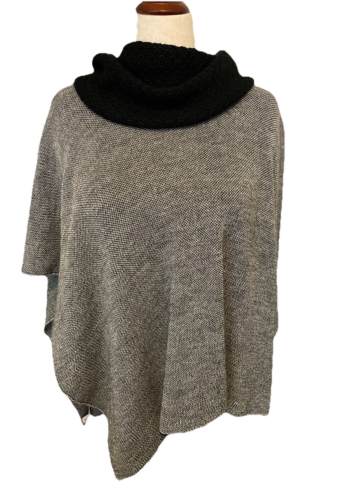 Peruvian Link Alpaca Cowl Neck Poncho Cape Sweater One Size Multicolor Boho