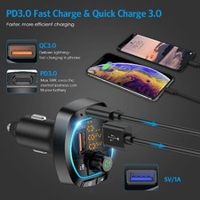NEW FM Transmitter Bluetooth 5.0 Wireless Car 3USB Charger Handsfree Mp3 Player
