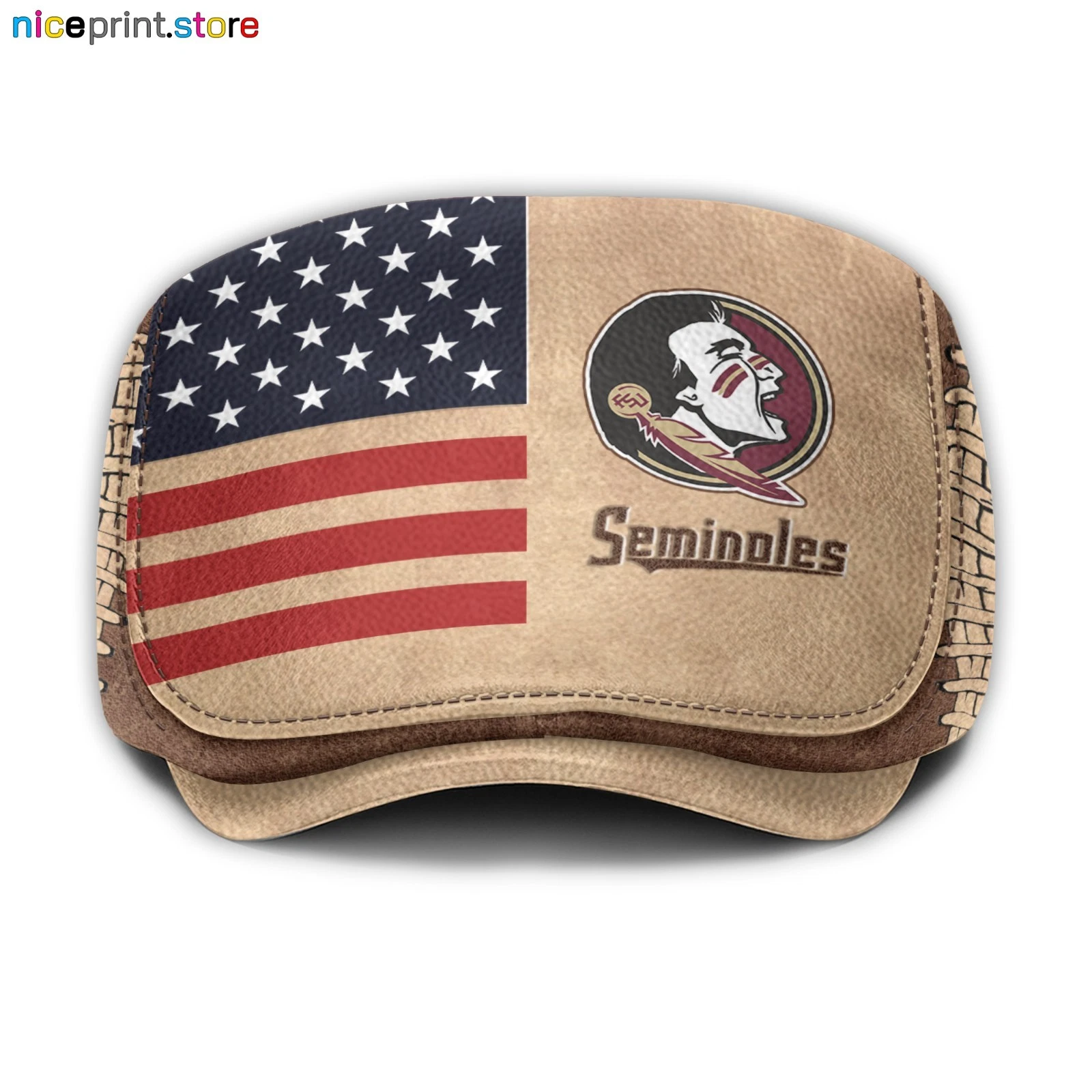 Leather Cap Florida State Team Seminoles Jeff Cap NCAA Driver Cap NCAA Flat Cap