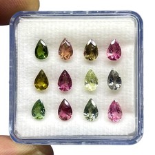 12 Pcs Natural Multi Color Tourmaline Pear Cut 6x4mm – 4.45 Cts Loose Gemstones