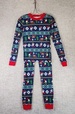 Hanna Andersson Organic Cotton Holiday Elf Pajama Set Youth US 14 Navy Blue