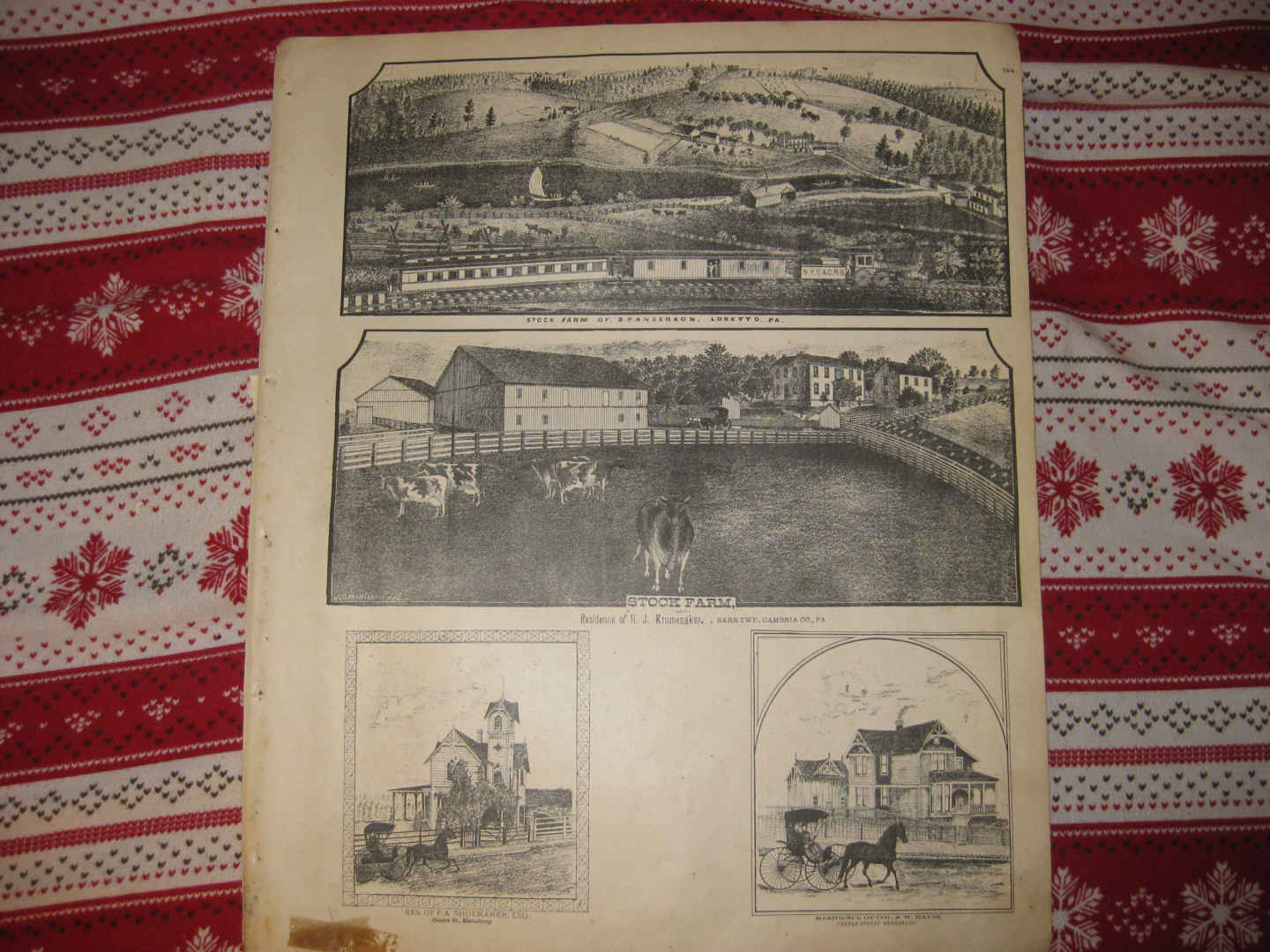 ANTIQUE PENNSYLVANIA TEMPERATURE METEOROLOGY MAP LORETTO BARR TOWNSHIP