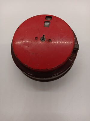 Vintage Metal Bank Add A Coin Two-Tone Red and Dark Red Round No Key