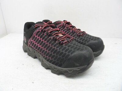 Timberland PRO Women's Powertrain Alloy-Toe Work Shoes A1RTM Black/Pink 7.5W