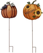 Pumpkin Garden Stake Metal Welcome Sign Fall Decor, Decorative Pumpkin for Autum