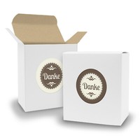 Itenga Set Danke 24Xfaltschachtel Quader+ Sticker Gastgeschenk Vintage Box M35