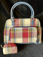 Vintage Longaberger Paprika Plaid Handbag Side Wallet Separate Mini Coin Purse