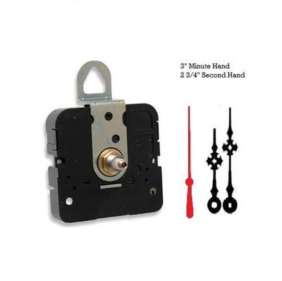 Clock Movement Quartz Mechanism With 3'' maltese hands, up to 1/8'' thick dial