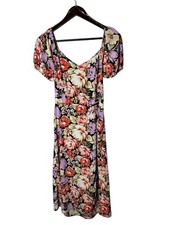 Lily Rose Navy Floral Midi Dress small Sweetheart Neckline & Open Back