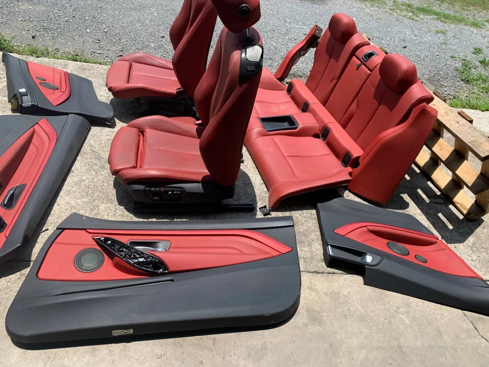 BMW 428i 435i F33 cupé OEM 14-18 CONJUNTO INTERIOR DEPORTIVO ASIENTO TÉRMICO PANEL PUERTA ROJO Foto 4 de 4