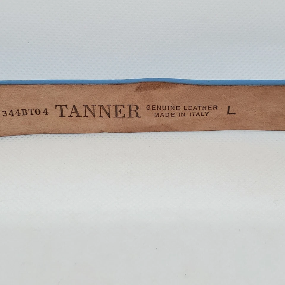 Cinto feminino vintage TANNER 344BT04 couro genuíno fivela pintada de azul Itália tamanho G - Imagem 4 de 4