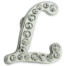 PinMart's Silver Plated Rhinestone Alphabet Letter L Lapel Pin