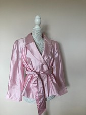 Carlisle Vintage Pink Silk Button Down Blazer Size L Uk16 Eur 42