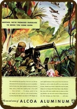 1942 WWII Machine Gun ALCOA ALUMINUM Vintage-Look DECORATIVE REPLICA METAL SIGN