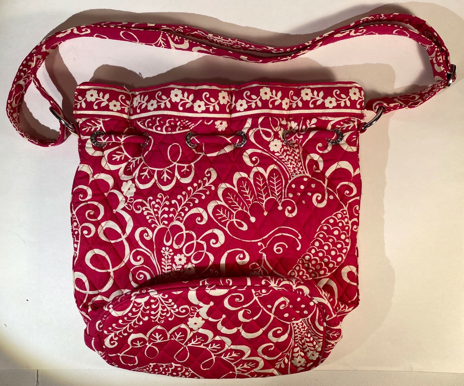 Vera Bradley Twirly Birds Pink Drawstring Bucket Shou… Gem