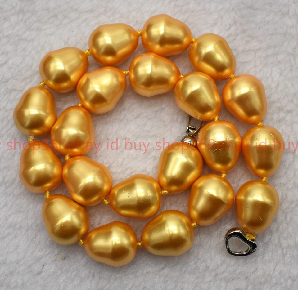 Enorme collar de piedras preciosas de moda de 20 mm concha barroca dorada (no perla) 16-36 pulgadas Foto 3 de 4