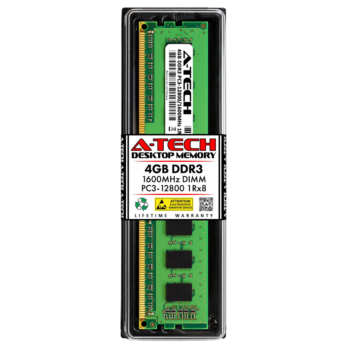 A-Tech PC3-12800 (DDR3-1600) Computer Memory (RAM) 4 GB Total